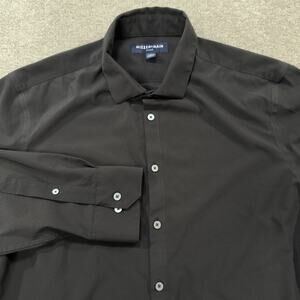 Mizzen + Main Leeward Shirt Mens Large Classic Black Solid Long Sleeve Button Up